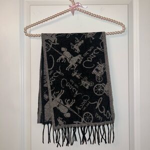 Coach Black and Gray Reversible Scarf